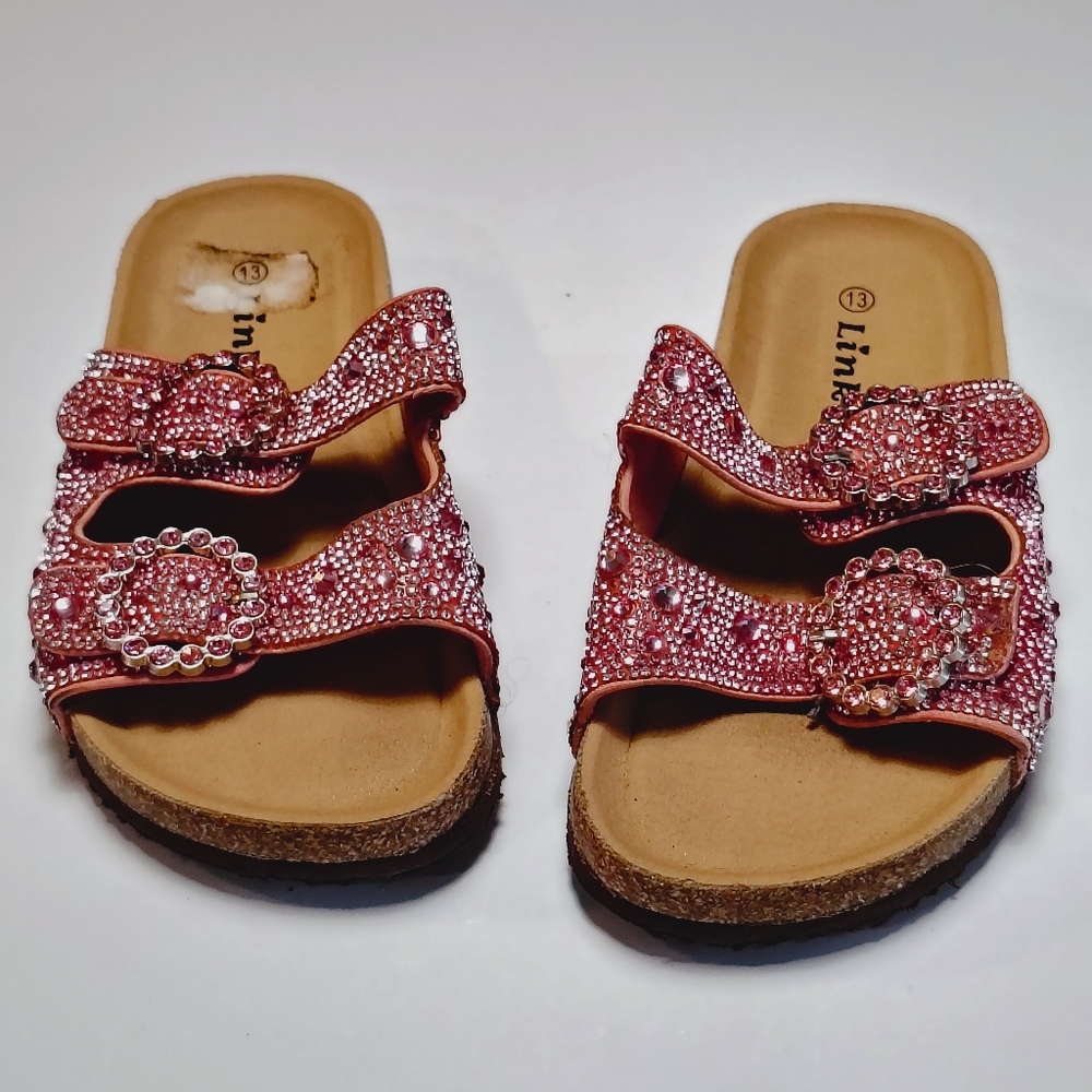 Link Pink Rhinestone Little Girls Sandals Size 13. - Picture 7 of 13